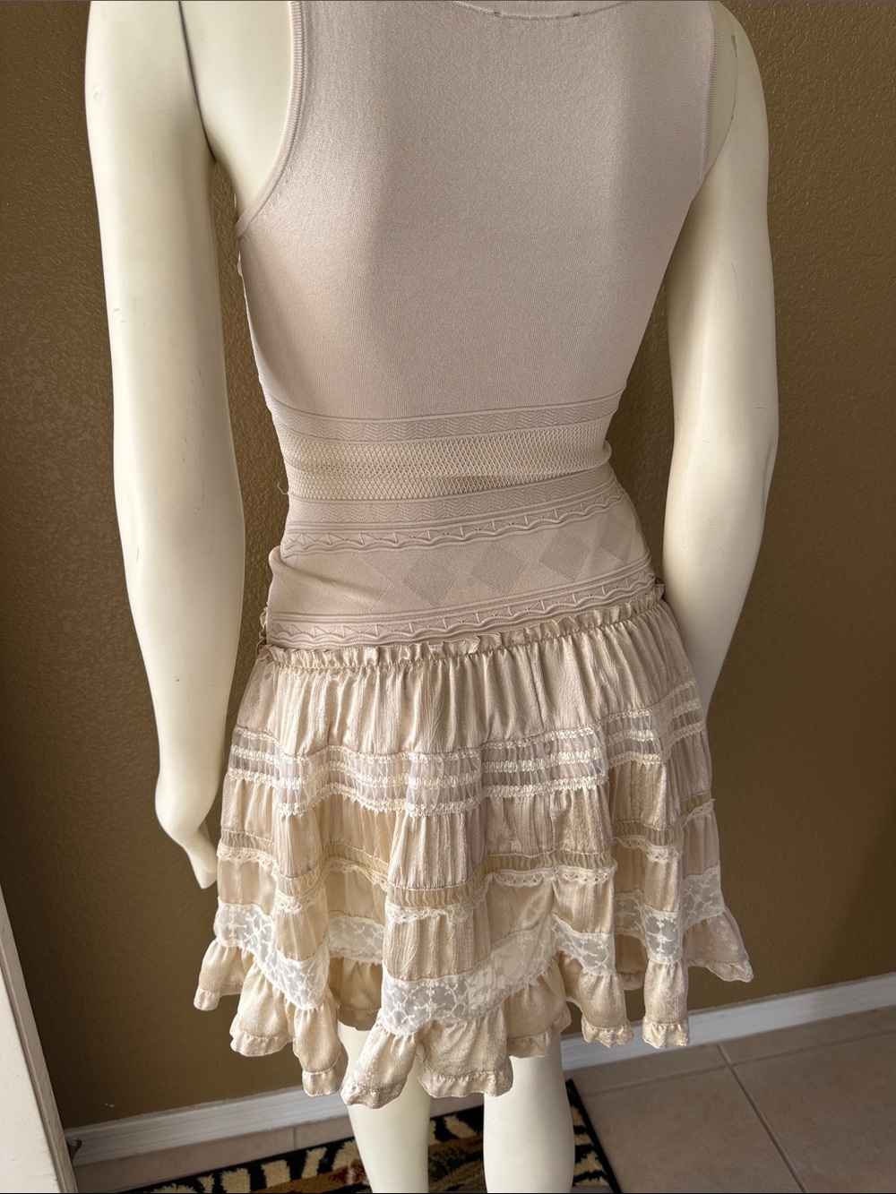 bebe Cream Layered Ruffle Tank Dress - Picture 2 of 4